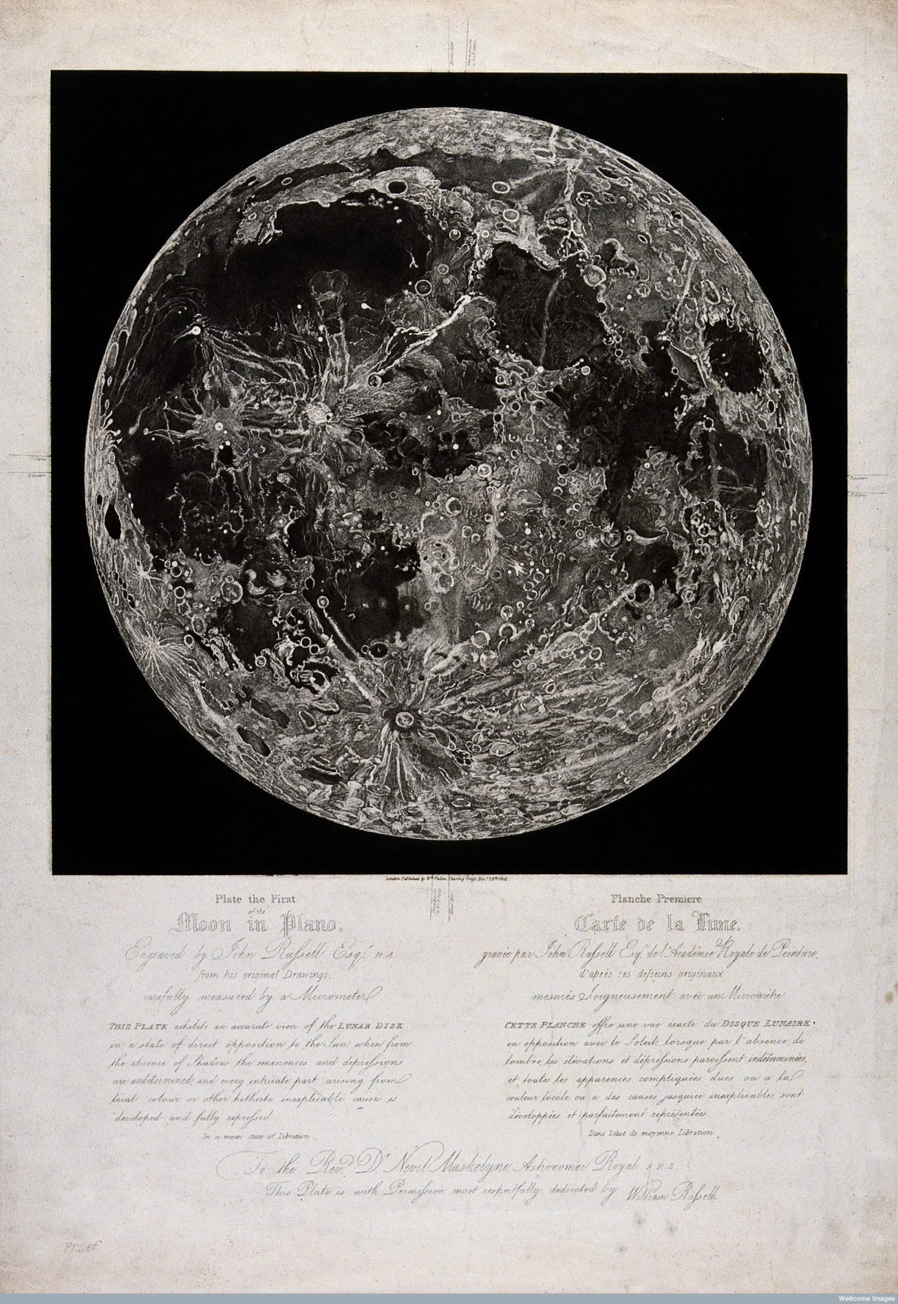 V0025742 The moon, viewed in full sunlight. Stipple engraving, 1805,